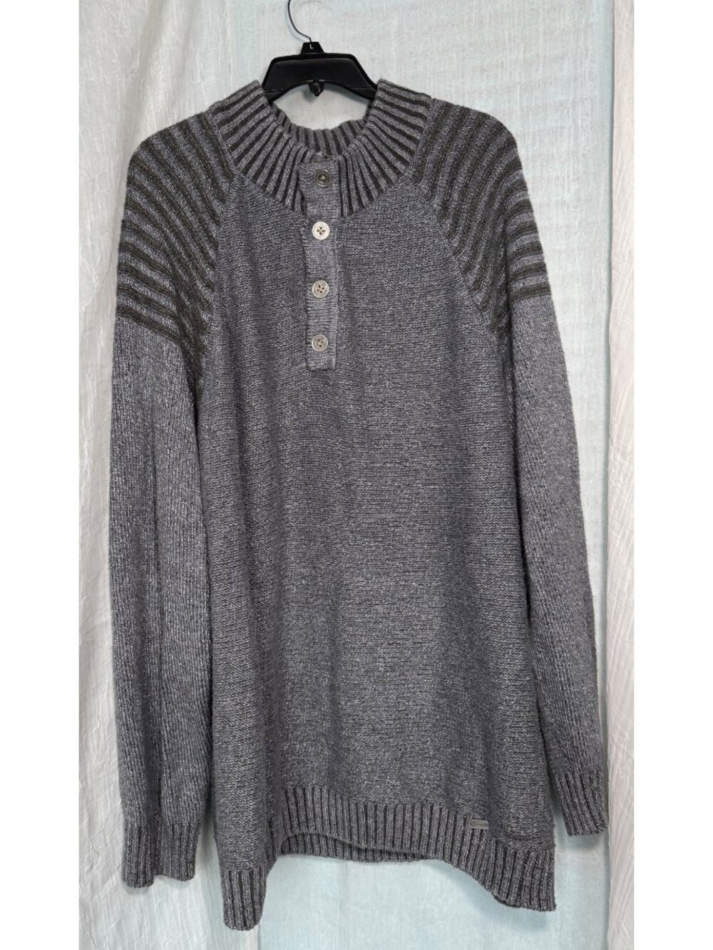 J.B. Holt Men's Mock Neck Button Pullover Sweater - Gray size XXL